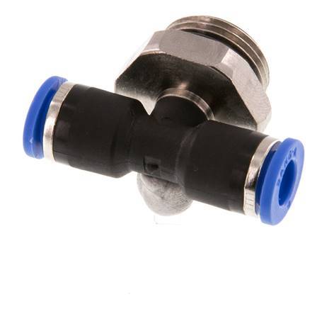 6mm x G3/8'' Inline Tee Push-in Fitting with Male Threads Brass/PA 66 NBR Rotatable [2 Pieces]