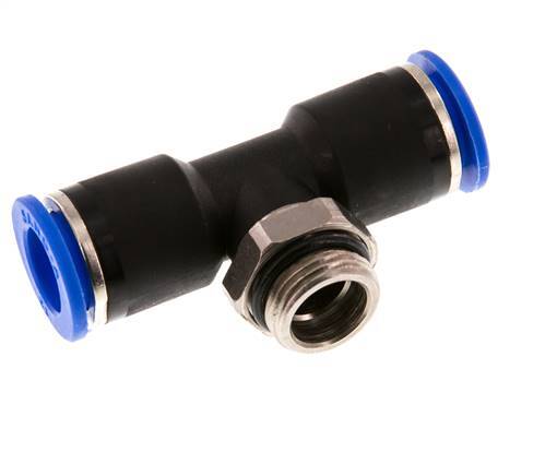 12mm x G3/8'' inline T-stuk Messing/PA 66 Insteekfitting Buitendraad Draaibaar NBR