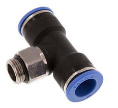 14mm x G3/8'' inline T-stuk Messing/PA 66 Insteekfitting Buitendraad Draaibaar NBR