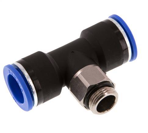 16mm x G3/8'' inline T-stuk Messing/PA 66 Insteekfitting Buitendraad Draaibaar NBR