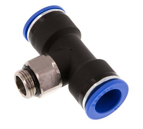16mm x G3/8'' inline T-stuk Messing/PA 66 Insteekfitting Buitendraad Draaibaar NBR