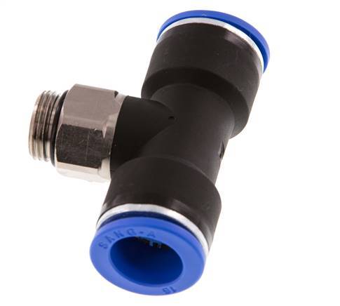 16mm x G3/8'' inline T-stuk Messing/PA 66 Insteekfitting Buitendraad Draaibaar NBR