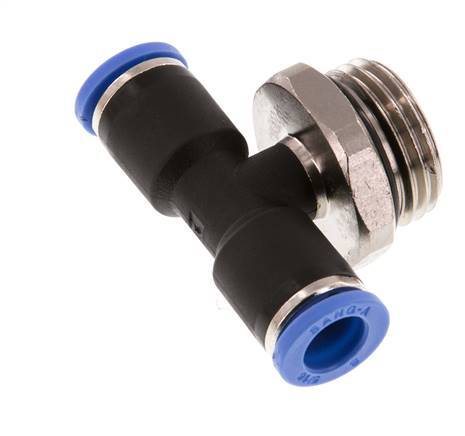 8mm x G1/2'' inline T-stuk Messing/PA 66 Insteekfitting Buitendraad Draaibaar NBR