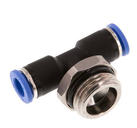8mm x G1/2'' inline T-stuk Messing/PA 66 Insteekfitting Buitendraad Draaibaar NBR