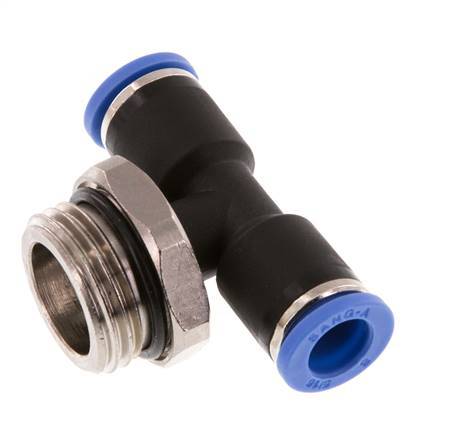 8mm x G1/2'' inline T-stuk Messing/PA 66 Insteekfitting Buitendraad Draaibaar NBR