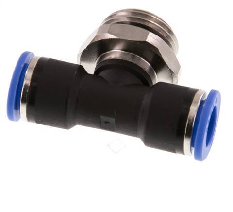 10mm x G1/2'' inline T-stuk Messing/PA 66 Insteekfitting Buitendraad Draaibaar NBR