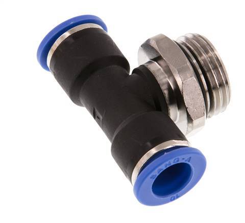 10mm x G1/2'' inline T-stuk Messing/PA 66 Insteekfitting Buitendraad Draaibaar NBR