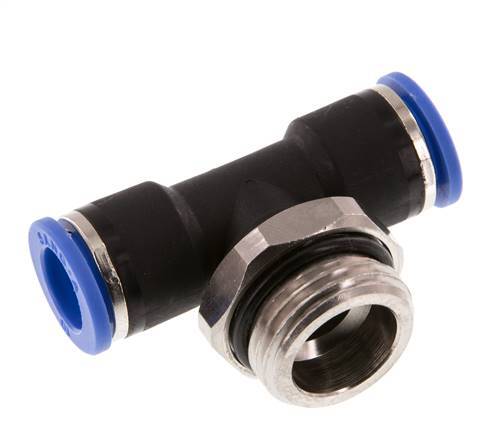 10mm x G1/2'' inline T-stuk Messing/PA 66 Insteekfitting Buitendraad Draaibaar NBR