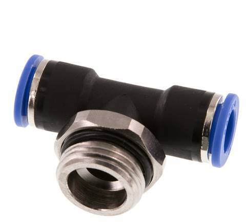 10mm x G1/2'' inline T-stuk Messing/PA 66 Insteekfitting Buitendraad Draaibaar NBR