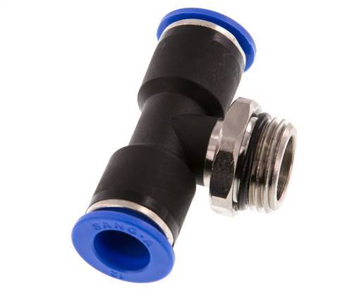 12mm x G1/2'' inline T-stuk Messing/PA 66 Insteekfitting Buitendraad Draaibaar NBR