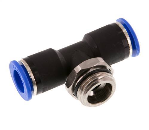 12mm x G1/2'' inline T-stuk Messing/PA 66 Insteekfitting Buitendraad Draaibaar NBR