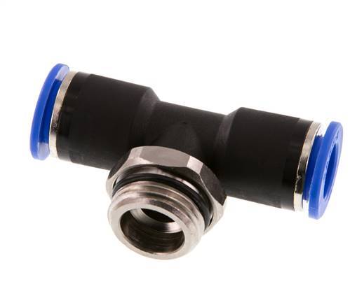 12mm x G1/2'' inline T-stuk Messing/PA 66 Insteekfitting Buitendraad Draaibaar NBR