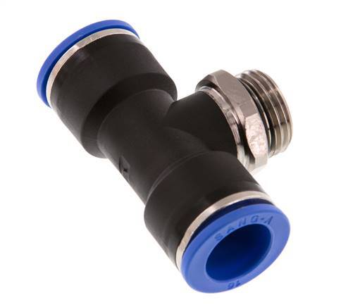 16mm x G1/2'' inline T-stuk Messing/PA 66 Insteekfitting Buitendraad Draaibaar NBR