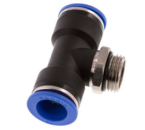 16mm x G1/2'' inline T-stuk Messing/PA 66 Insteekfitting Buitendraad Draaibaar NBR