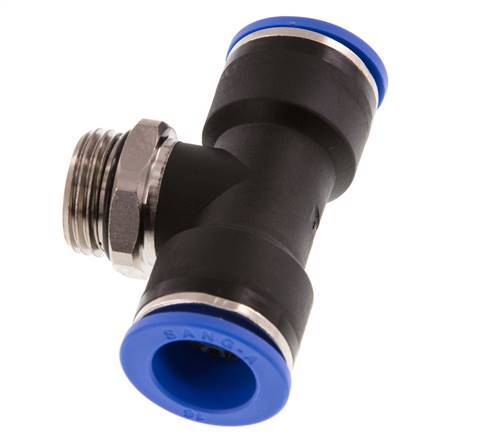 16mm x G1/2'' inline T-stuk Messing/PA 66 Insteekfitting Buitendraad Draaibaar NBR