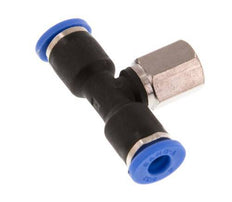 4mm x M 5 Inline Tee Push-in Fitting with Female Threads Brass/PA 66 NBR Rotatable [2 Pieces]