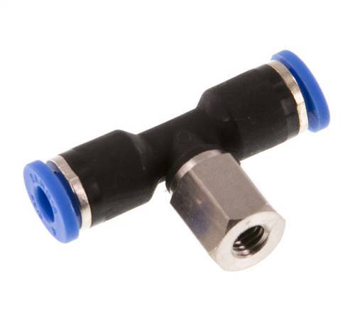 4mm x M 5 inline T-stuk Messing/PA 66 Insteekfitting Binnendraad Draaibaar NBR [2 Stuks]