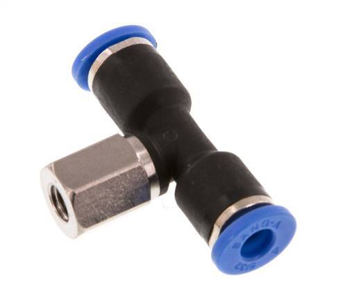 4mm x M 5 inline T-stuk Messing/PA 66 Insteekfitting Binnendraad Draaibaar NBR [2 Stuks]