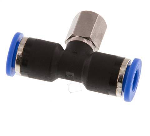 6mm x M 5 inline T-stuk Messing/PA 66 Insteekfitting Binnendraad Draaibaar NBR [2 Stuks]