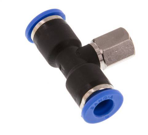 6mm x M 5 inline T-stuk Messing/PA 66 Insteekfitting Binnendraad Draaibaar NBR [2 Stuks]