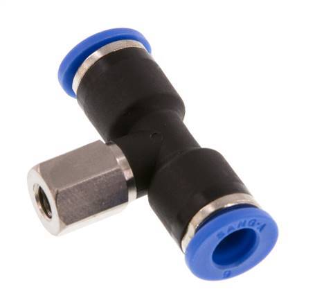 6mm x M 5 inline T-stuk Messing/PA 66 Insteekfitting Binnendraad Draaibaar NBR [2 Stuks]