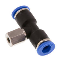 6mm x M 5 inline T-stuk Messing/PA 66 Insteekfitting Binnendraad Draaibaar NBR [2 Stuks]