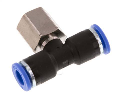 6mm x G1/8'' Inline Tee Push-in Fitting with Female Threads Brass/PA 66 NBR Rotatable [2 Pieces]