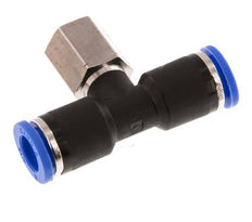 8mm x G1/8'' inline T-stuk Messing/PA 66 Insteekfitting Binnendraad Draaibaar NBR [2 Stuks]