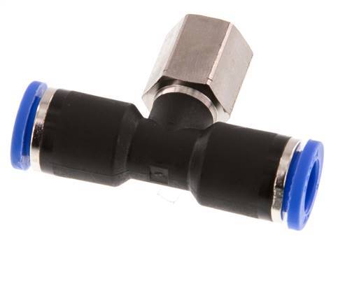 8mm x G1/8'' inline T-stuk Messing/PA 66 Insteekfitting Binnendraad Draaibaar NBR [2 Stuks]