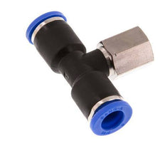 8mm x G1/8'' Inline Tee Push-in Fitting with Female Threads Brass/PA 66 NBR Rotatable [2 Pieces]