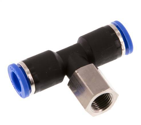 8mm x G1/8'' inline T-stuk Messing/PA 66 Insteekfitting Binnendraad Draaibaar NBR [2 Stuks]