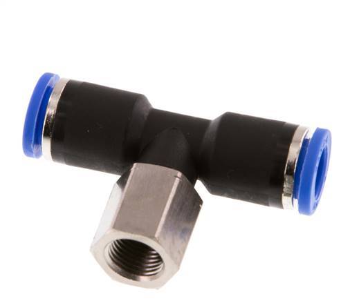 8mm x G1/8'' inline T-stuk Messing/PA 66 Insteekfitting Binnendraad Draaibaar NBR [2 Stuks]