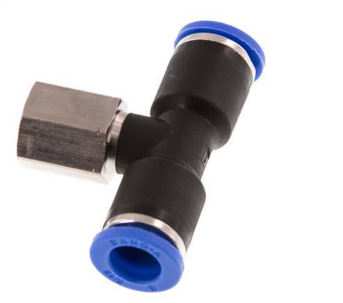 8mm x G1/8'' inline T-stuk Messing/PA 66 Insteekfitting Binnendraad Draaibaar NBR [2 Stuks]