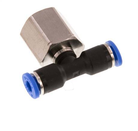 4mm x G1/4'' inline T-stuk Messing/PA 66 Insteekfitting Binnendraad Draaibaar NBR [2 Stuks]