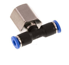4mm x G1/4'' inline T-stuk Messing/PA 66 Insteekfitting Binnendraad Draaibaar NBR [2 Stuks]