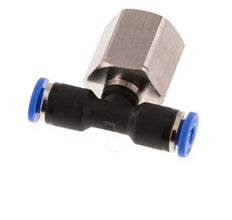 4mm x G1/4'' inline T-stuk Messing/PA 66 Insteekfitting Binnendraad Draaibaar NBR [2 Stuks]