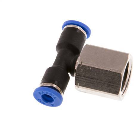 4mm x G1/4'' inline T-stuk Messing/PA 66 Insteekfitting Binnendraad Draaibaar NBR [2 Stuks]