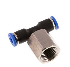 4mm x G1/4'' inline T-stuk Messing/PA 66 Insteekfitting Binnendraad Draaibaar NBR [2 Stuks]