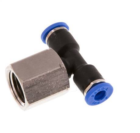 4mm x G1/4'' inline T-stuk Messing/PA 66 Insteekfitting Binnendraad Draaibaar NBR [2 Stuks]