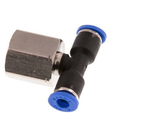 4mm x G1/4'' inline T-stuk Messing/PA 66 Insteekfitting Binnendraad Draaibaar NBR [2 Stuks]