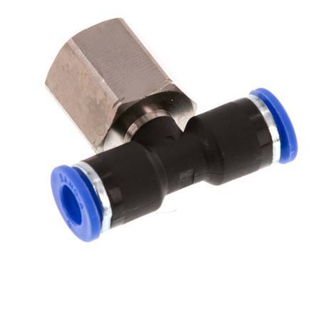 6mm x G1/4'' inline T-stuk Messing/PA 66 Insteekfitting Binnendraad Draaibaar NBR [2 Stuks]