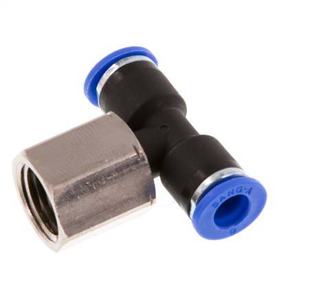 6mm x G1/4'' inline T-stuk Messing/PA 66 Insteekfitting Binnendraad Draaibaar NBR [2 Stuks]