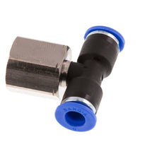 6mm x G1/4'' inline T-stuk Messing/PA 66 Insteekfitting Binnendraad Draaibaar NBR [2 Stuks]