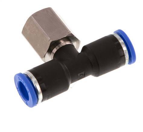 8mm x G1/4'' inline T-stuk Messing/PA 66 Insteekfitting Binnendraad Draaibaar NBR [2 Stuks]