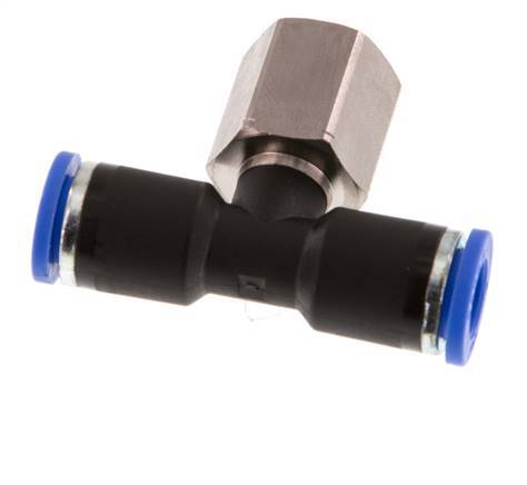 8mm x G1/4'' inline T-stuk Messing/PA 66 Insteekfitting Binnendraad Draaibaar NBR [2 Stuks]