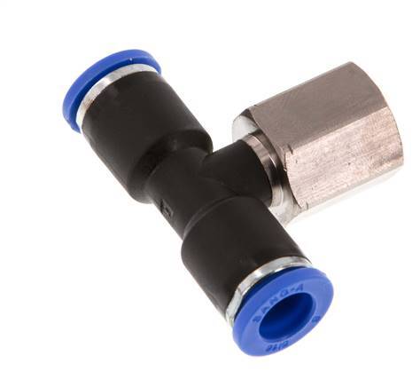 8mm x G1/4'' inline T-stuk Messing/PA 66 Insteekfitting Binnendraad Draaibaar NBR [2 Stuks]