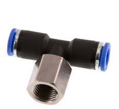 8mm x G1/4'' inline T-stuk Messing/PA 66 Insteekfitting Binnendraad Draaibaar NBR [2 Stuks]