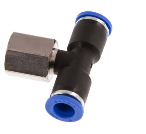 8mm x G1/4'' inline T-stuk Messing/PA 66 Insteekfitting Binnendraad Draaibaar NBR [2 Stuks]