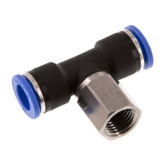 10mm x G1/4'' inline T-stuk Messing/PA 66 Insteekfitting Binnendraad Draaibaar NBR