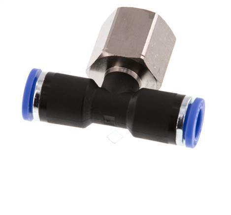 8mm x G3/8'' Inline Tee Push-in Fitting with Female Threads Brass/PA 66 NBR Rotatable [2 Pieces]